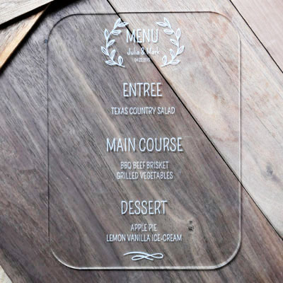 wediing-menu-clear-acrylic